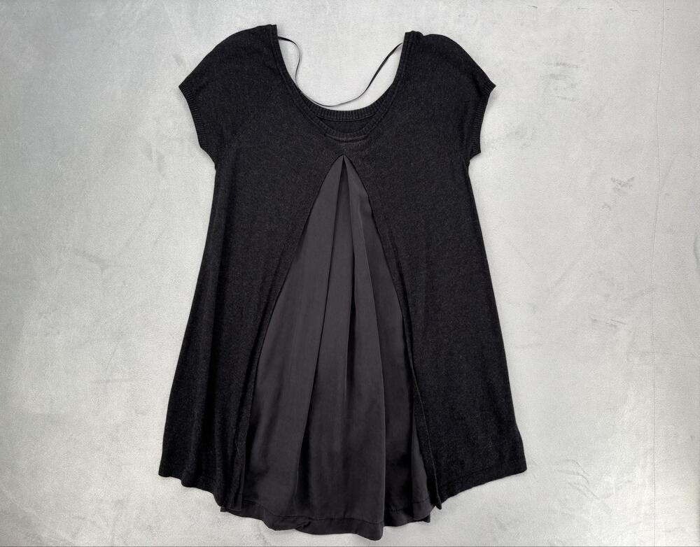 Archive Lululemon Black Grey Mixed Media Flowy Tunic T-Shirt Lagenlook Mori Kei - Picture 2 of 4